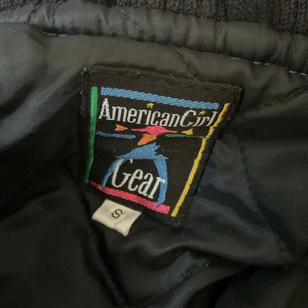 American Girl Gear Varsity Jacket Blue Black Wool Snap Bomber Sz S